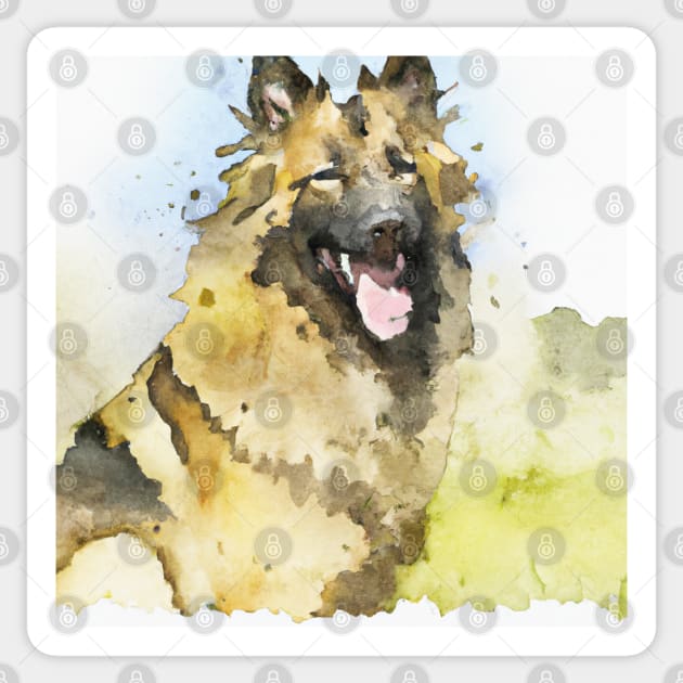 Belgian Tervuren Watercolor - Dog Lover Gifts Sticker by Edd Paint Something